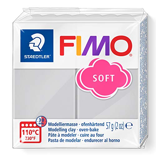 STAEDTLER FIMO Soft Polymer Clay - -Oven Bake Clay for Jewelry, Sculpting, Crafting, Dolphin Grey 8020-80