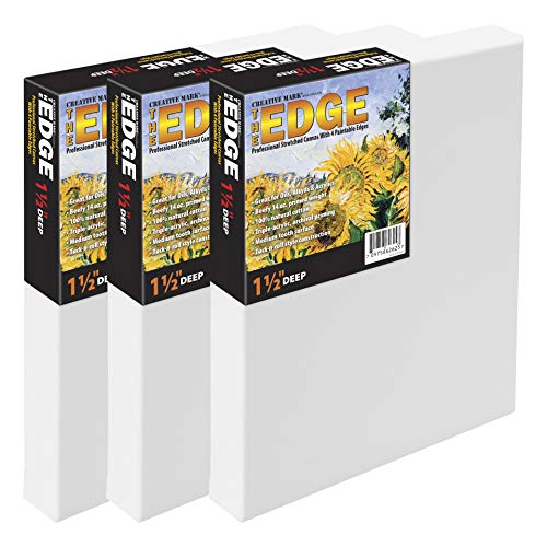 Edge All Media Cotton Deluxe Stretched Canvas - Gallery Ready 1-1/2" Deep, Triple Acrylic Primed Canvas - [3 Pack - 4x4"]