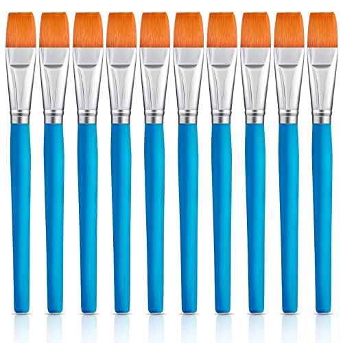 10 Pieces 3/4 Inch Flat Paint Brushes Acrylic Paint Brush Artist Craft Paint Brushes Watercolor Small Brush Bulk Painting Brush Art Detail Oil Brush for Kid Adult(Sky Blue,8.1 x 0.9 x 3/4 Inch)