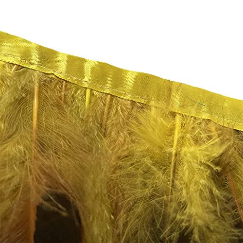 LONDGEN Natural Rooster Feather Width 5-7 inches Craft Feather Fringe Trim Pack of 5 Yard (Yellow)