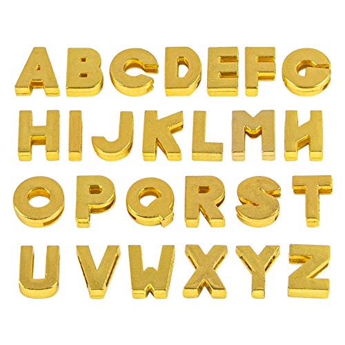 AUEAR, Crystal Rhinestone Slide Charms Alloy Alphabet A-Z Alphabet Letters for DIY Wristbands Bracelets Jewelry Making (Gold, 52 Pack, 8mm)