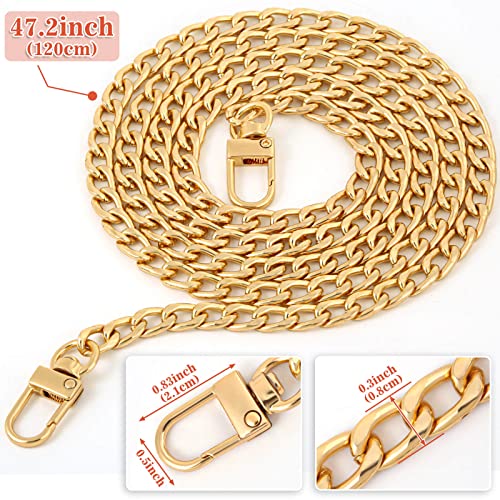 shynek Gold Purse Chain, 2PCS Crossbody Chain Strap, Gold Belt Chain, Long Chain Cross Body Strap for Bags, Purses, Handbags