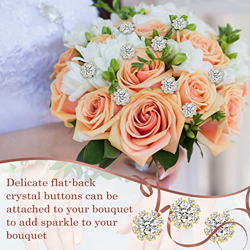 100 Pack 10 mm Rhinestone Embellishments Flatback Flower Crystal Button Accessory Rhinestone Buttons for DIY Jewelry Craft Making Wedding Decoration Bridal Bouquet Invitation Hair Accessories(Gold)