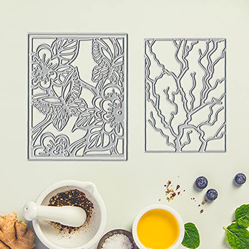 2 Frame Leaves Dies for Card Making, Butterfly Flower Background Cutting Die for Scrapbooking on Clearance Paper Crafting Decor DIY Album