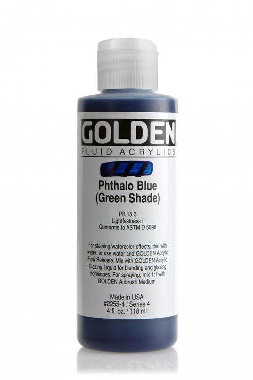 Golden Fluid Acrylics - Phthalo Blue (Green Shade) - 4 oz Bottle