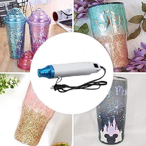 Wellshine Bubble Buster Tool for Making Epoxy Glitter Tumblers, Mini Portable Heat Gun for DIY Acrylic Resin Cups Tumblers Embossing Shrink Wrapping Paint Drying Crafts Electronics DIY (Pink)