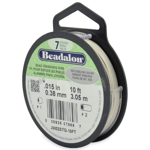 Beadalon 7-Strand 0.015" (0.38 mm) 10 ft (3.05 m) Bead Stringing Wire.015, 925 Sterling Silver