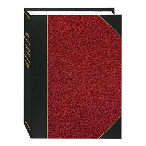 Pioneer Photo Albums 50-Pocket Red and Black Ledger Style Leatherette Cover Photo Album for 5 by 7-Inch Prints