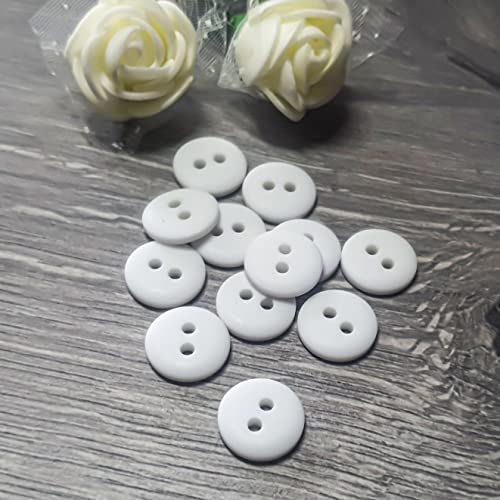 White Button Button for Sewing Round Button Blouse Buttons Plastic Button 2 Hole Button 19L Sewing Button Decorative Buttons for Crafts 0.5 inch Pack of 12