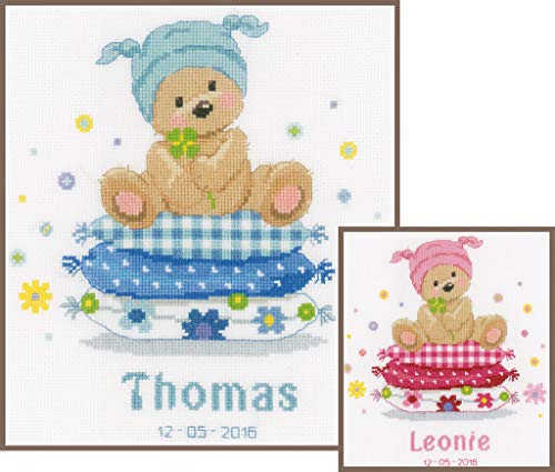 Vervaco Counted Cross Stitch Kit Bear On Pillow 9.6" x 8.8"