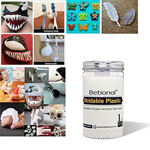 Betionol Moldable Plastic Clay, 2Lb/32oz White Modeling Clay Thermoplastic Beads for DIY Modeling Making Creative Activity, Good Creating Teaching Kits for Adults or Kids