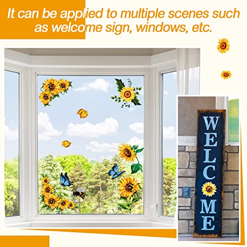 4 Sheets Flower Rub on Transfers Sticker 12 x 16 Inches Sunflower Transfers for Furniture Wood Crafts DIY Arts