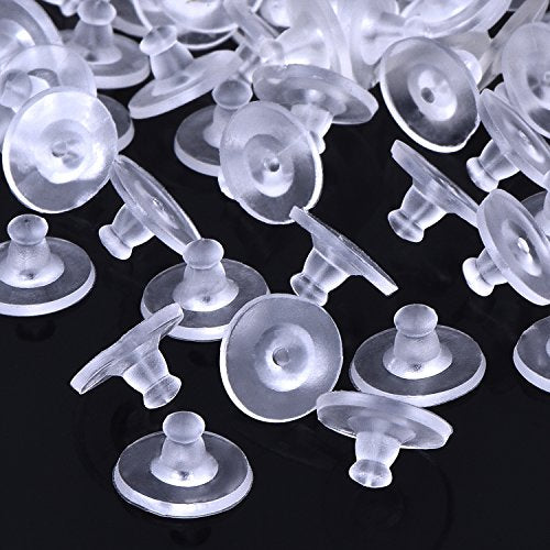100 Pack Clear Rubber Earring Safety Backs Clutch Earring Pad