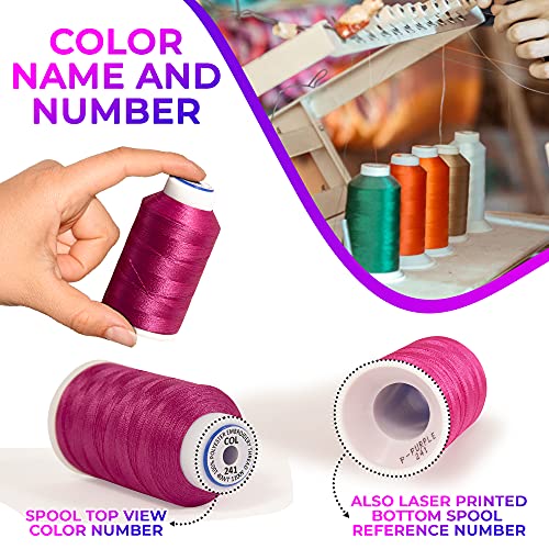 Embroidery Machine Thread Set, Polyester Sewing Thread Kit | Compatible with Brother, Babylock, Janome, Singer, Pfaff, Husqvarna and Bernina Machine | 63 Colors 550 Yards Per Spool Cone
