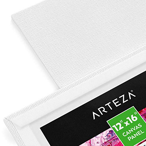 Arteza Paint Canvases for Painting, Pack of 14, 12 x 16 Inches, Blank White Art Canvas Boards, 100% Cotton, 8 oz Gesso-Primed, Art Supplies for Adults and Teens, for Acrylic Pouring and Oil Painting
