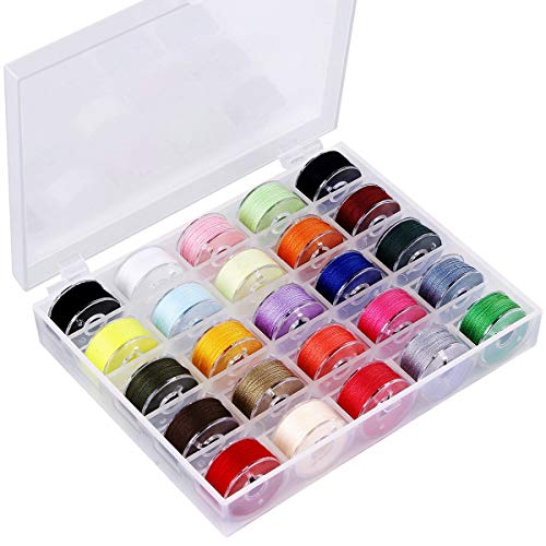 BHSKJSZ 25 PCS Bobbins and Sewing Thread with Case, Pre-Wound Bobbins Set, for Hand and Machine Sewing Assorted Colors Perfect Tools for DIY