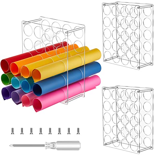 3 Pack Vinyl Roll Storage 60 Holes Vinyl Storage Rack Acrylic Storage Organizer Vinyl Roll Holder High Capacity Lightweight Sturdy Acrylic Vinyl Storage for Art Room Decor