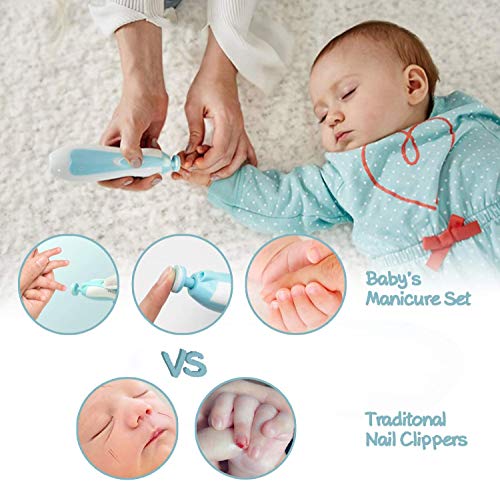 Baby Nail Trimmer File with Light Safe Electric Nail Clippers Kit for Newborn Infant Toddler Kids Toes and Fingernails Care, Polish and Trim Battery Operated (AA)