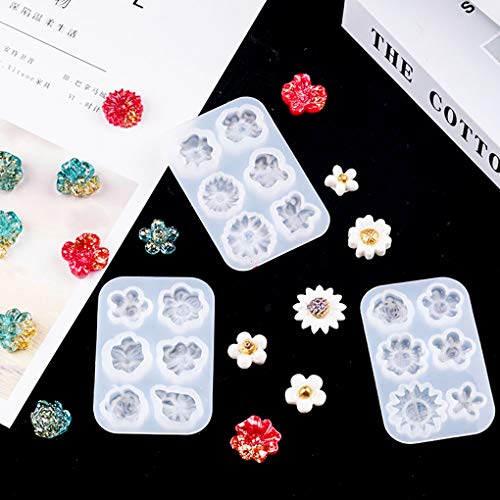 FineInno 3Pcs 3D Flower Silicone Molds Daisy Resin Moulds Sunflower Crystal Molds Craft Mould Jewelry Pendants Mould Earrings Necklace Making Tool (3D Flower Silicone Molds)