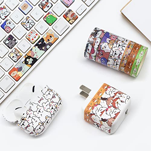 WAPETASHI Cute Washi Tape Set - 24 Rolls Kawaii Animals Gold Foil Decorative Masking Tape for Journaling, Scrapbooking, Kids DIY Crafts, Gift Wrapping, Aesthetic Supplies, Planners, Bullet Journal