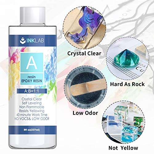 Epoxy Resin and Hardener Kit 16 Oz Crystal Clear Casting Resin Non Toxic for Beginners Art Crafts DIY Jewelry Making Coating River Tables