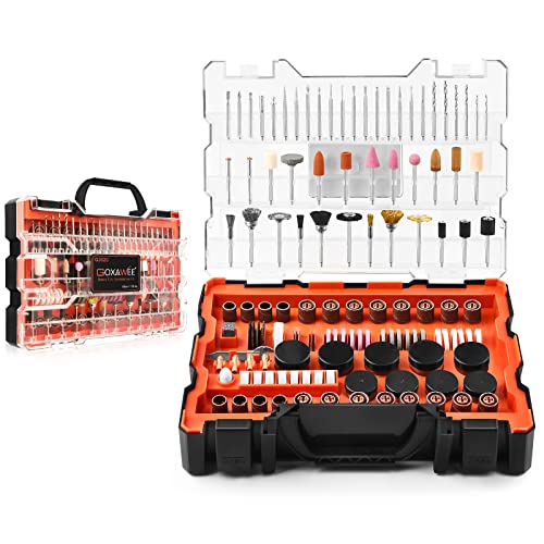 480Pcs Rotary Tool Accessories Kit, GOXAWEE 1/8 inch Shank Rotary Tool Accessory Set, Multi Purpose Universal Kit for Cutting, Drilling, Grinding, Polishing, Engraving & Sanding