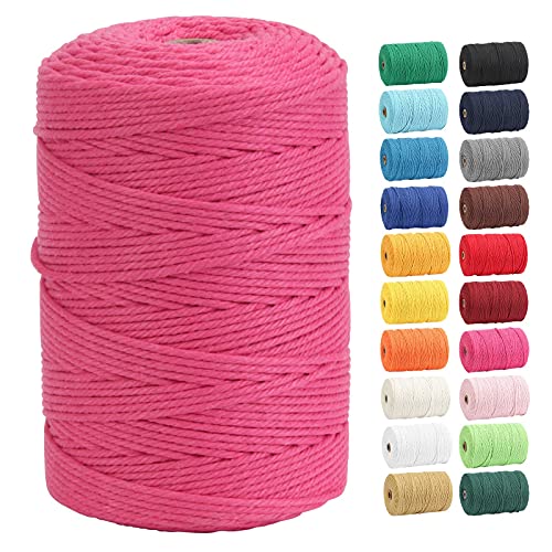 Macrame Cotton,DAOFARY 3mm x 328 Yards (About 300m) 100% Natural Cotton Macrame Rope Twine String Cord for DIY Crafts Knitting Plant Hangers Christmas Wedding Décor