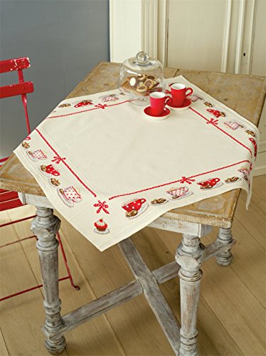 Coffee Break Tablecloth On Aida Counted Cross Stitch Kit-32x32 10.5 Count