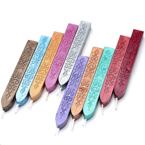 Sealing Wax Sticks, Yoption 10 Pcs Seal Wax Sticks with Wicks Multi-Color Seal Wax for Wax Seal Stamp (Mix Color)