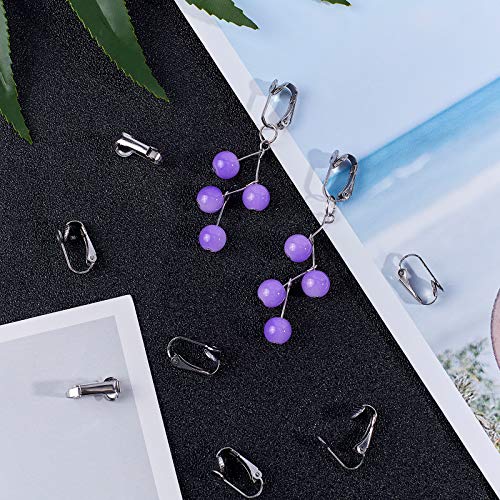 ARRICRAFT 20pcs Stainless Steel Clip-on Silver Earring Components Earring Cabochons Setting for Non-Pierced Ears