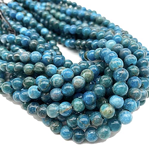 ABCGEMS (2mm Large Hole) Brazilian Navy-Blue Apatite Beads (Rare Dark Blue Color- Mohs Hardness 5) Natural Gemstone DIY Jewelry Making - Men, Women, Healing, Energy, Round, Tiny, 6mm