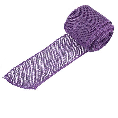 BambooMN 3" Inch Wide Color Burlap Fabric Craft Ribbon Roll 10 Yards Jute, Purple 3 Rolls