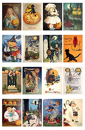 Decoupage Paper Pack (21 Sheets 6"x8") Vintage Halloween FLONZ Vintage Styled Halloween Pictures Cards for Decoupage, Craft and Scrapbooking