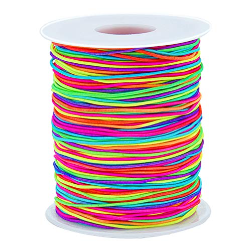 Sunmns 1mm Elastic Cord Beads Stretch String for Jewelry Bracelet Making, Rainbow 100 m