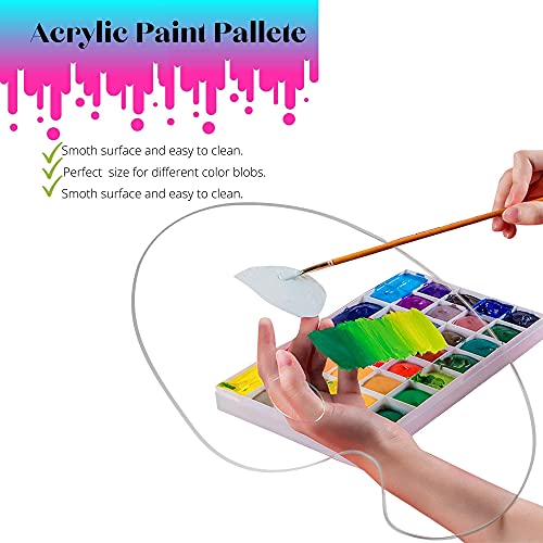 2 Pack of Clear Paint Palettes for Acrylic Painting, 12x8 French Style Oval Plexiglass Transparent Art Paint Pallet Holder Tray for Artist Painter