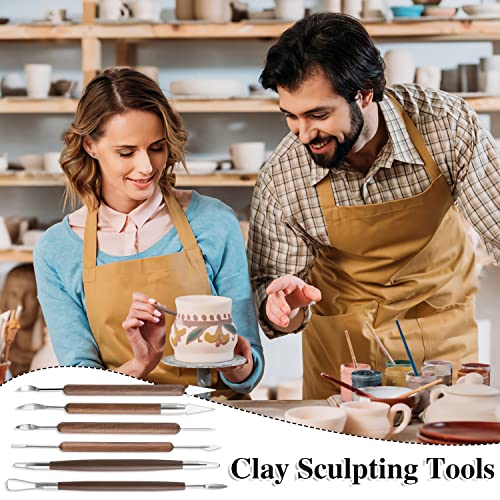12Pcs Clay Sculpting Tools, Clay Tools Pottery Tools Wooden Handle Double-Sided Set for Pottery Ceramics Sculpting