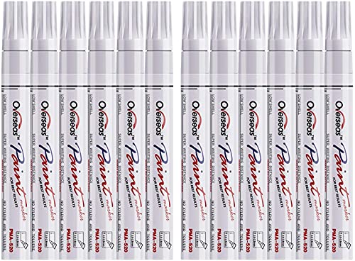 White Paint Pens Paint Markers, 12 Pack Waterproof Oil-Based Paint Pen Set Quick Dry and Permanent, Markers for Rock Painting, Stone, Ceramic, Wood, Fabric, Plastic, Canvas, Glass, Mugs, Tires…