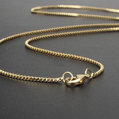 Wholesale 6PCS 14K Real Gold Plated Brass Box Chain Necklace Bulk for Jewelry Making (16 inch)