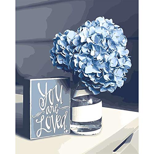 LikeyFactory Paint by Numbers Kit for Adults on Canvas with Paintbrushes Color Acrylic DIY Drawing Premium Quality Colorwork Paintwork Flowers Bigleaf Hydrangea 16x20inch