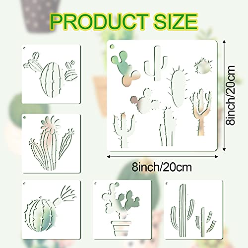 12 Pieces Cactus Stencil for Painting Tropical Cactus Stencil Reusable Summer Cacti Stencil for Cinco De Mayo Children DIY Art Notebook Greeting Card Scrapbook