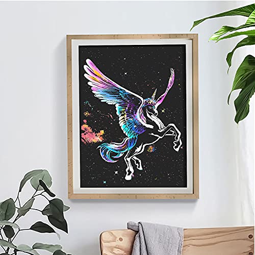 Animal scratch art rainbow painting paper, Engraving Art & Craft Sets, Creative foil scratch art toys gift, DIY sketch card scratchboard for Kids & Adults, Women - 16'' x 11.2'' with 3 tools (Unicorn)