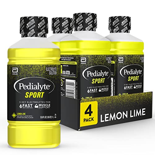 Pedialyte Sport Electrolyte Drink, Lime 33.8 Fl Oz (Pack of 4)