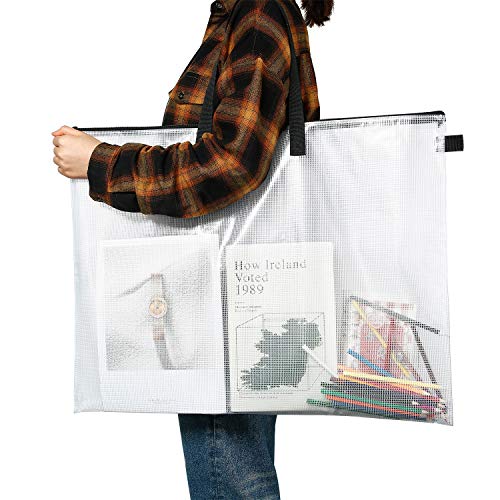 Outus Art Portfolio Bag Poster Storage Bag Board Holder with Handle and Zipper 19 x 24 Inch Organizer Transparent Bag for Large Posters, Poster Board, Painting, Bulletin Boards (1 Piece)