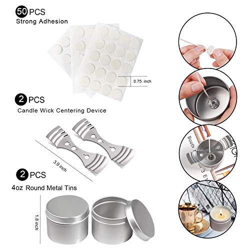 DINGPAI Candle Making Supplies, DIY Candles Craft Tools Including Candle Make Pouring Pot, Candle Wicks, Candle Wicks Sticker, 3-Hole Candle Wicks Holder, Candle Tins and Spoon