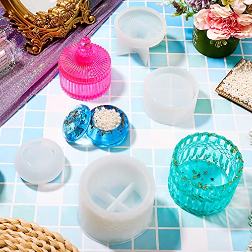 3 Shapes Storage Box Resin Moulds with Lids Crown Resin Jar Mould Jewelry Jar Silicone Mould Jewelry Ring Box Epoxy Mould Storage Bottle Casting Moulds for DIY Container Soap Candle Trinket Making