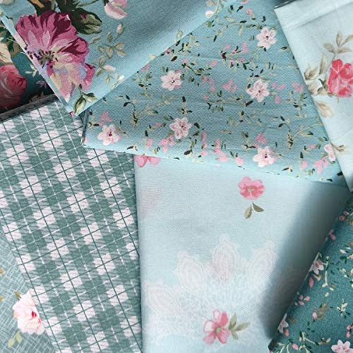 Misscrafts 8pcs Cotton Craft Fabric Bundle 18" x 22" Pre-Cut Quilt Squares Fat Quarters Quilting Fabric for Sewing Crafting Patchwork DIY Scrapbooking Green Rose