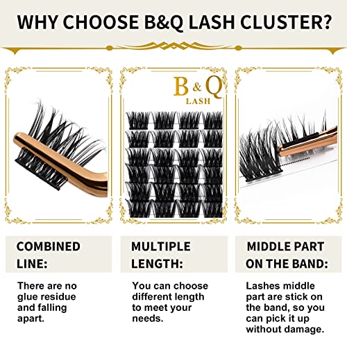 Lash Clusters D Curl 8-16MIX DIY Eyelash Extensions 72 Clusters Lashes C D Curl Fluffy Wispy Individual Lashes Eyelash Clusters Extensions Individual Lashes Cluster DIY at Home (B16,D-14mm)