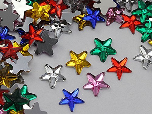 Allstarco Star Rhinestones Embelishments 8mm Flat Back Acrylic Plastic Gems for Jewelry, Crafts, Costumes, Invitations, Cosplay - 100 Pieces (Green Emerald H106)