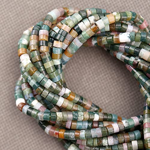 150PCs Natural India Agate Spacer Beads, Loose Semi Precious Flat Round Gemstone Heishi Disc Stone Beads for Beading Jewelry Making 4mm*2mm 38cm
