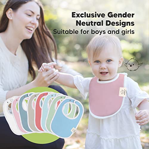 8-Pack Organic Baby Bibs for Girls & Boys - Teething Baby Bibs for Boy, Girl - Newborn Bibs for Baby Girl, Boy (Spring)
